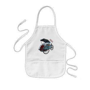 Cycle rickshaw cartoon illustratie kinder schort