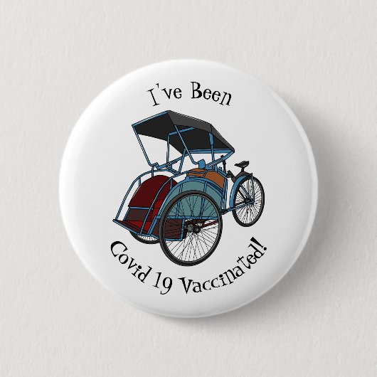 Cycle rickshaw cartoon illustratie ronde button 5,7 cm (Voorkant)