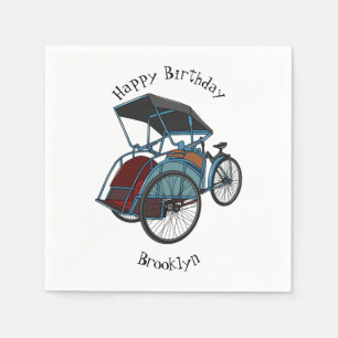 Cycle rickshaw cartoon illustratie servet