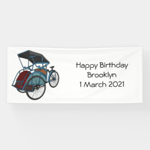 Cycle rickshaw cartoon illustratie spandoek