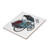 Cycle rickshaw cartoon illustratie tegeltje (Zijkant)