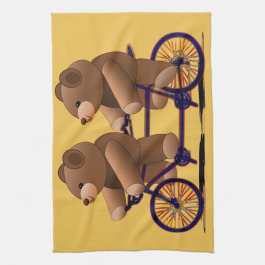 Cycle Tandem, Teddy Bear Print Theedoek (Verticaal)