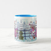 Cyclisme à Amsterdam Fille à bicyclette - Mug (Centre)