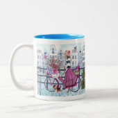Cyclisme à Amsterdam Fille à bicyclette - Mug (Gauche)
