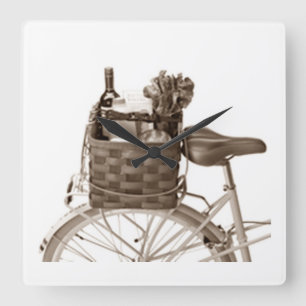 CYCLIST DELIGHT WALL CLOCK VIERKANTE KLOK