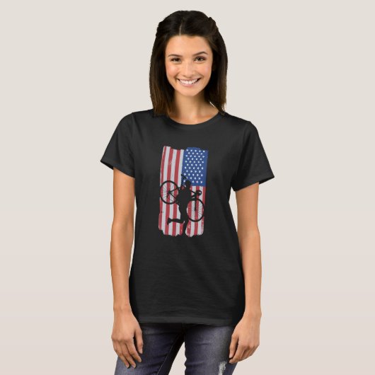 Cyclocross With American Flag T-shirt (Voorkant volledig)