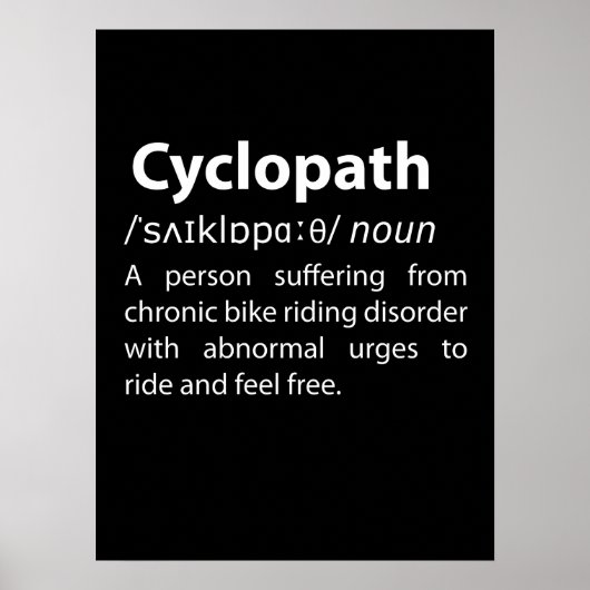 Cyclopath Funny Dictionary Definition Poster (Voorkant)