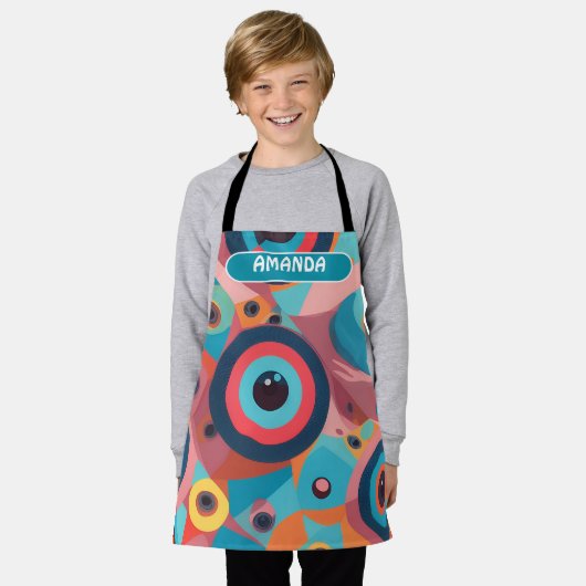 Cyclops geometrisch kleurrijk gepersonaliseerd pat schort (Gedragen)