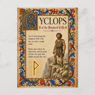 Cyclops, Middeleeuwse Bestiarium Kunst Briefkaart