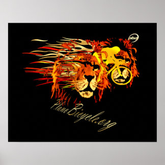 Cyclus als een leeuw op Fire Plano Texas Cycling Poster