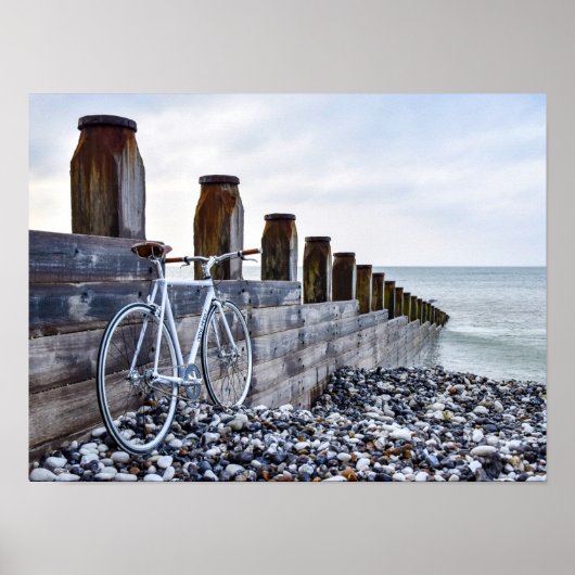 Cyclus op het strand poster (Voorkant)