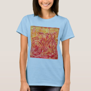 Cyclus van rood, geel en gekleurd t-shirt