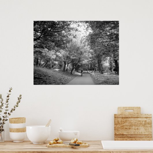 Cyclus Way - zwart-wit Poster (Keuken)