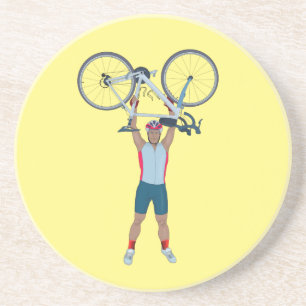 Cycluslijst Een fiets opheffen Zandsteen Onderzetter