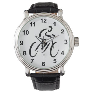 Cycluslijst met een ontwerp met een grote fiets horloge