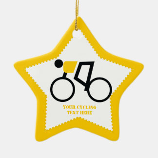 Cyclusrijder die zijn fiets gebruikt keramisch ornament