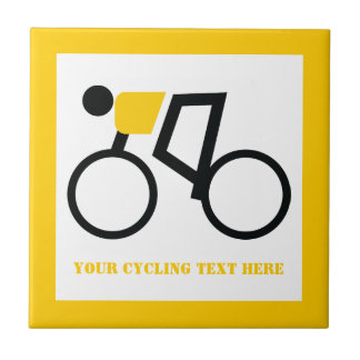 Cyclusrijder die zijn fiets gebruikt tegeltje