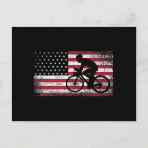 Cyclusrijwiel Amerikaanse vlag op 4 juli Briefkaart