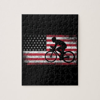 Cyclusrijwiel Amerikaanse vlag op 4 juli Legpuzzel