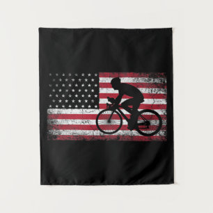 Cyclusrijwiel Amerikaanse vlag op 4 juli Wandkleed