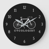 Cycologist tekst met witte fiets grote klok (Voorkant)