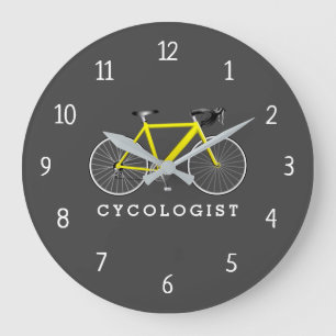 Cycologiste Bicyclette Jaune Grande horloge