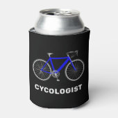 Cycologistische tekst en blauwe fiets blikjeskoeler (Blikje Voorkant)
