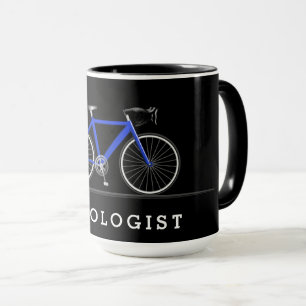 Cycologistische tekst met blauwe fiets mok