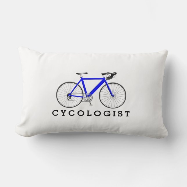 Cycoloog Blue Bicycle in het wit Kussen (Voorkant)