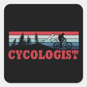 Cycoloog MTB fietser grappig fietsen Vierkante Sticker