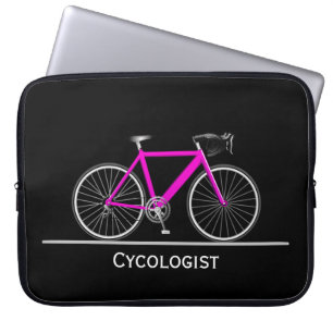 Cycoloog Pink Bike op zwart Laptop Sleeve