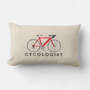 Cycoloog Red Bicycle op beige lumbar Pillow Kussen
