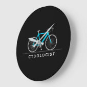 Cycoloog tekst met aqua fiets grote klok (Hoek)