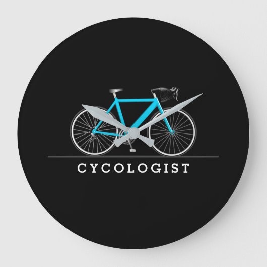 Cycoloog tekst met aqua fiets grote klok (Voorkant)
