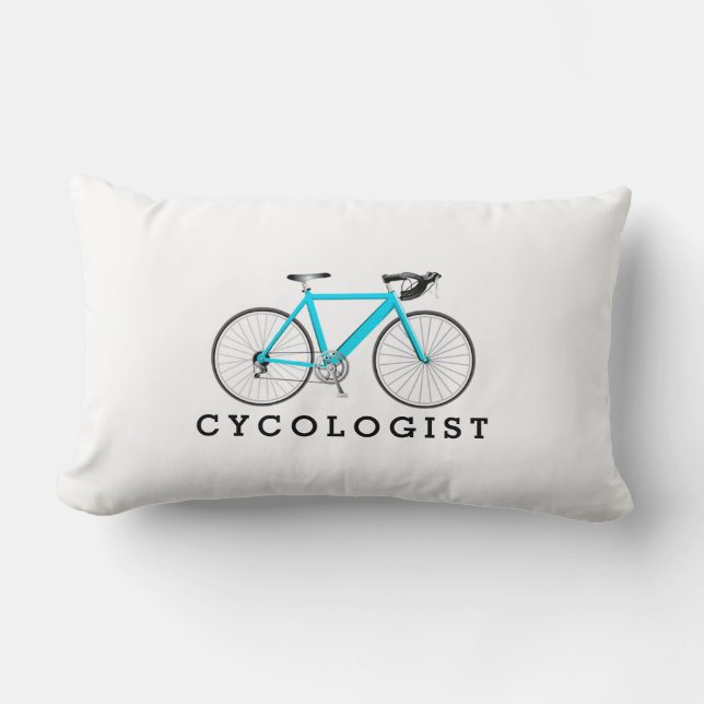 Cycoloog turquoise fiets wit kussen (Voorkant)