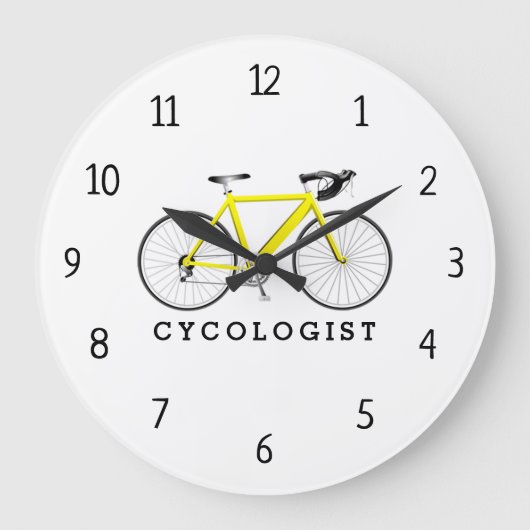 Cycoloog Yellow Bicycle Large Clock Grote Klok (Voorkant)