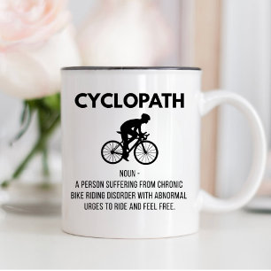Cycopath Definitie Gift, Fietsen Papa, Mam Tweekleurige Koffiemok