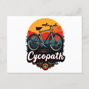 Cycopath: Energetische fiets en zonsondergang Grap Feestdagenkaart