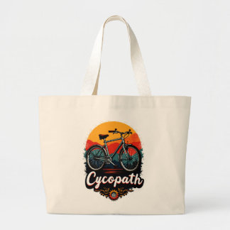 Cycopath: Energetische fiets en zonsondergang Grap Grote Tote Bag