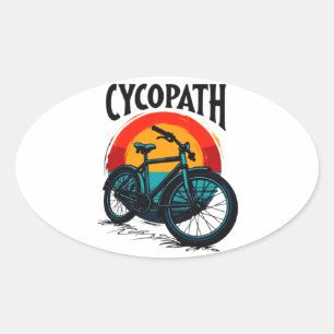 Cycopath: Energetische fiets met zonsondergang Gra Ovale Sticker