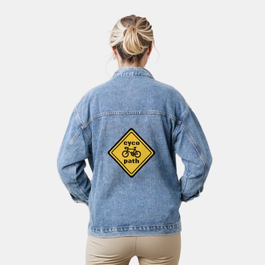 Cycopath Funny Road Sign for Cycopath Lover Denim Jacket (Model)