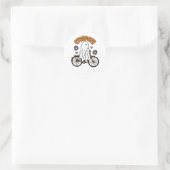 Cycopath Halloween Ghost op de Oranje Fiets Ronde Sticker (Tas)