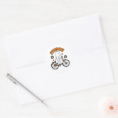 Cycopath Halloween Ghost op de Oranje Fiets Ronde Sticker (Envelop)