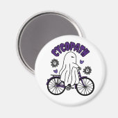 Cycopath Halloween Ghost op Paarse Fiets Magneet (Voorkant / Achterkant)