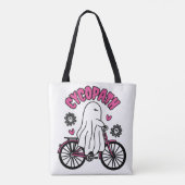 Cycopath Halloween Ghost op Roze Fiets Draagtas (Achterkant)