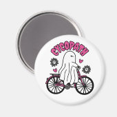 Cycopath Halloween Ghost op Roze Fiets Magneet (Voorkant / Achterkant)