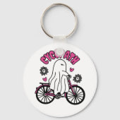 Cycopath Halloween Ghost op Roze Fiets Sleutelhanger (Achterkant)