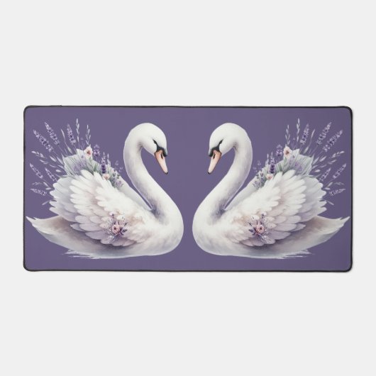 Cygne aquarelle avec fleurs de lavande (Recto)