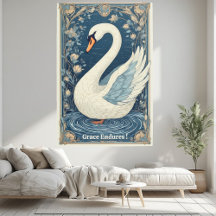 Cygne blanc Art nouveau Aqua bleu eau ton de bijou