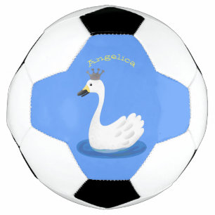 Cygne blanc mignon avec cartoon couronne